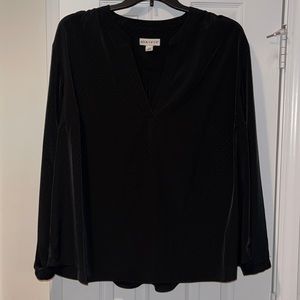 Ava & Viv Black 2X Women's Plus Size Long Sleeve Essential Popover Blouse -